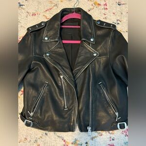 All saints cropped leather jacket